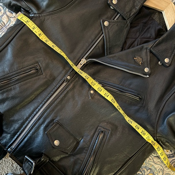 Perfecto style heavy leather vintage motorcycle biker jacket XL - Picture 8 of 9
